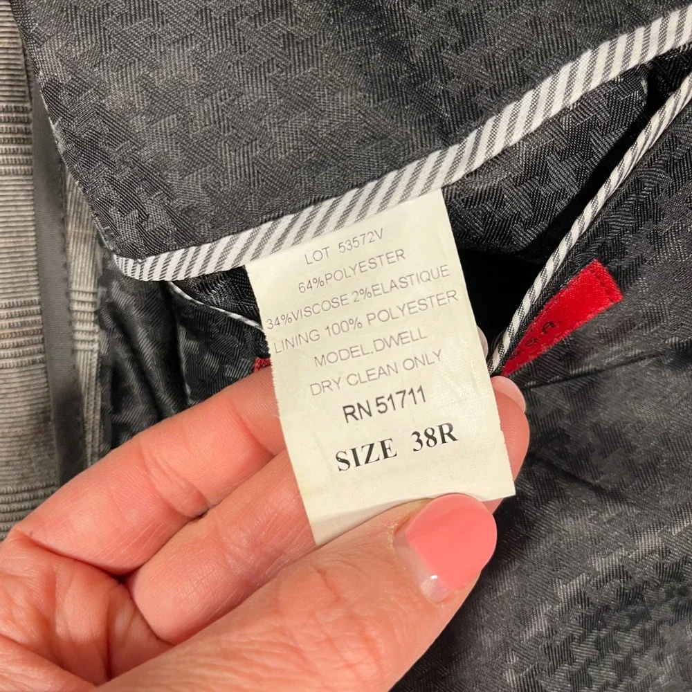 John Varvatos USA Dwell‎ Blazer Mens 38R Grey Glen Plaid 2-Button Sport Coat